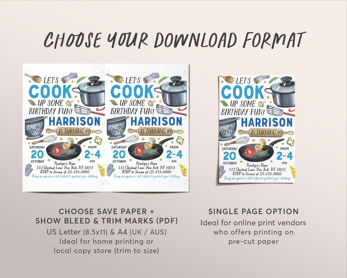Cooking Printable Invitaions Editable Stock The Kitchen Bridal Shower