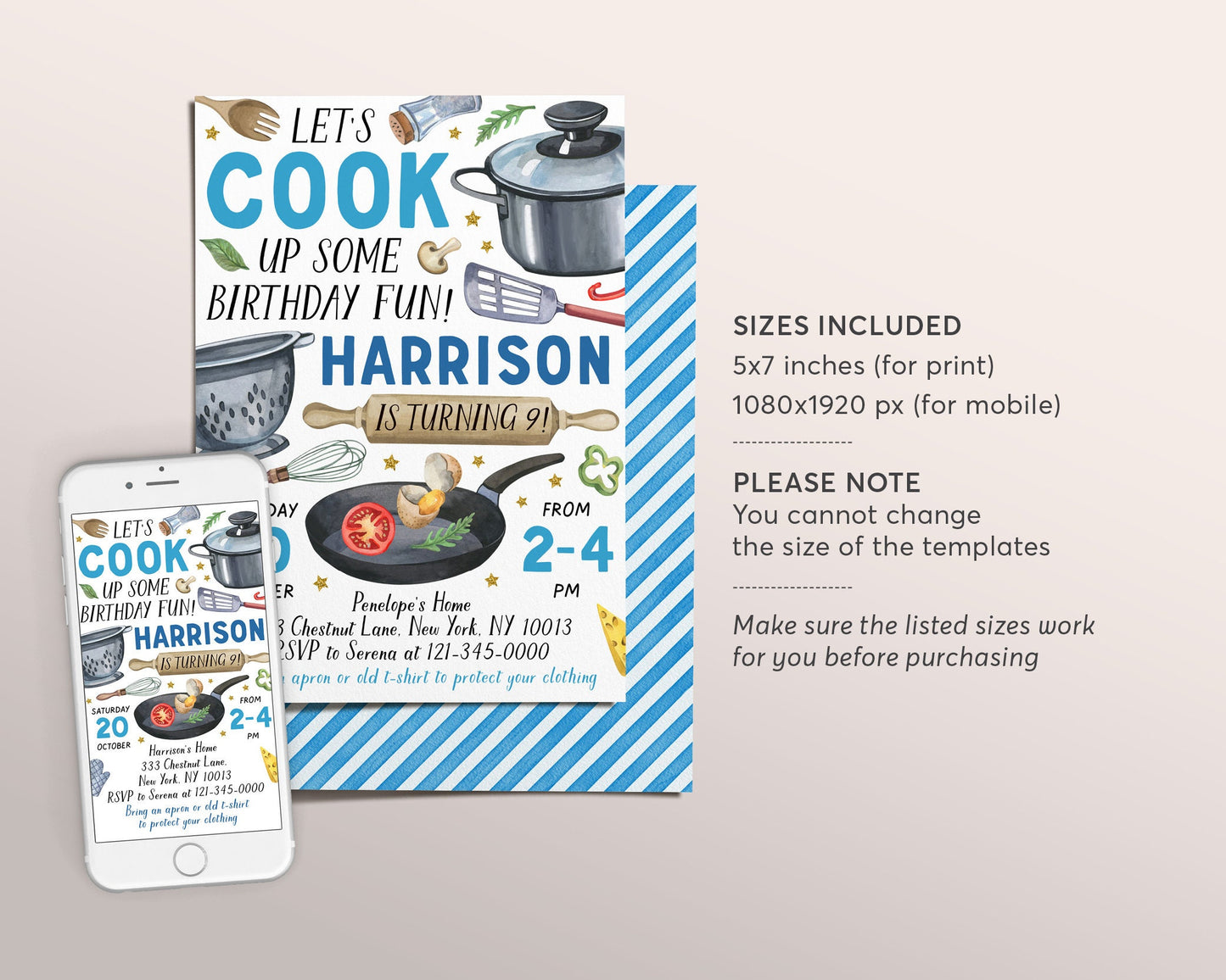 Cooking Party Birthday Invitation Editable Template, Kids Cooking Class Invite, Boy Chef Kitchen Baking Party Evite, Little Chef Printable