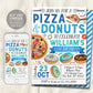 Pizza and Donuts Birthday Invitation Editable Template