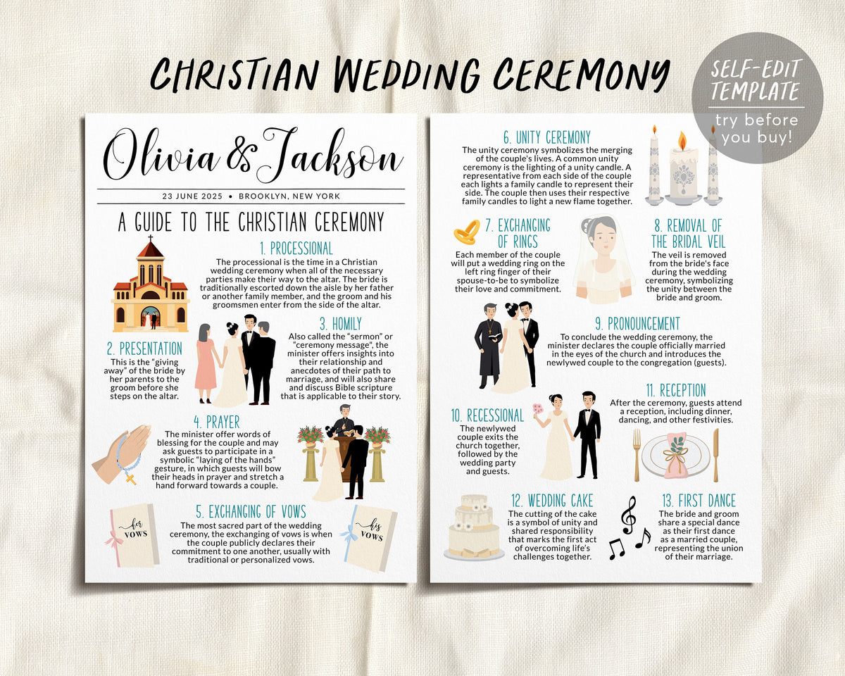 Design Christian Program Traditional Religious Wedding Program