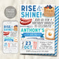 Rise and Shine Kids Breakfast Brunch Invitation Editable Template