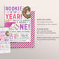 Baseball First Birthday Invitation Editable Template, Girl Rookie Of The Year Invite, Kids Sports Theme Game Day All Stars Evite Printable