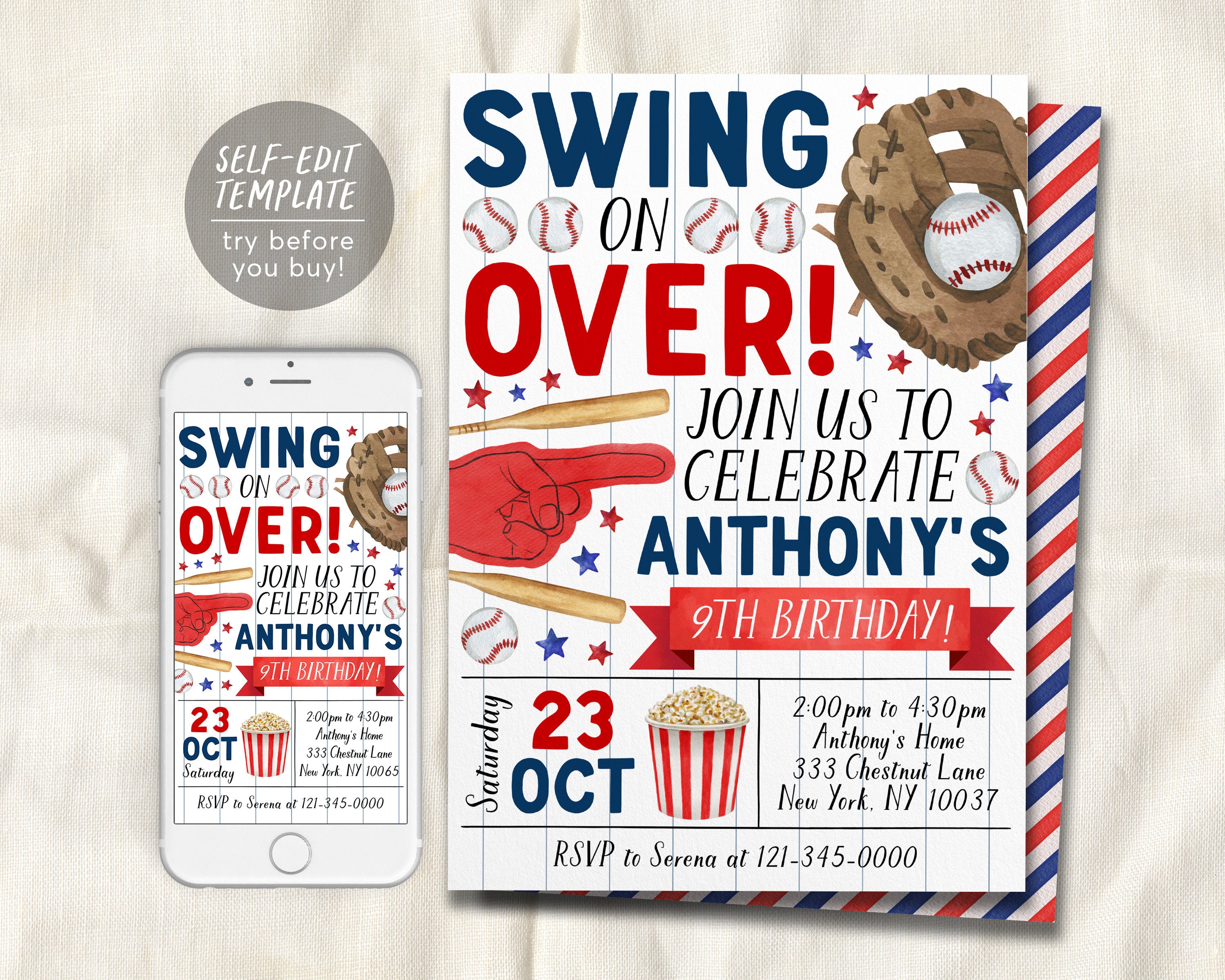 Baseball Boy's Birthday 2024 Party Invitation - Baseball - Boy's Birthday - Birthday Party Invitation - Birthday Invitation - Invite - Birthday