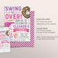 Baseball Birthday Invitation Editable Template, Girl Swing On Over Invite, Kids Slugger Sports Theme Game Day All Stars Evite Printable