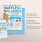 Waffles and Pajamas Birthday Invitation Editable Template, Boy Waffles And PJs Party Invite, Kids Breakfast Brunch Evite, Slumber Party