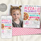 Pizza and Pajamas Birthday Invitation With Photo Editable Template