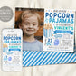 Popcorn and Pajamas Birthday Invitation With Photo Editable Template