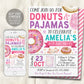 Donuts and Pajamas Birthday Invitation Editable Template