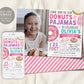 Donuts and Pajamas Birthday Invitation With Photo Editable Template