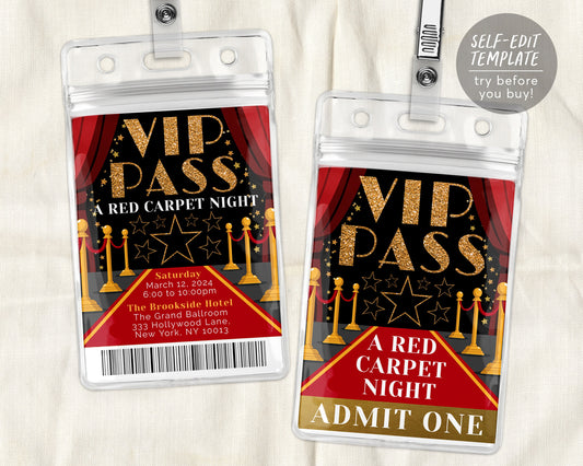 VIP Pass for Prom School Dance Editable Template