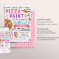 Pizza and Paint Party Birthday Invitation Editable Template, Girl Teen Tween Painting and Pizza Evite, Dress for a Mess, Art Painting Party