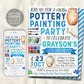 Pottery Party Invitation Editable Template