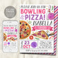 Bowling And Pizza Birthday Invitation Editable Template