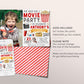 Movie Birthday Invitation With Photo Editable Template, Unisex Pop On Over Cinema Movie Ticket Invite, Movie Night Kids Party Popcorn Evite