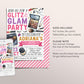 Glitz and Glam Birthday Party Invitation Editable Template, Makeup Pamper Party Spa Day Invite, Girl Teen Tween Makeover Evite, Blow Out