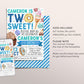 Two Sweet Invitation Editable Template, Boy Donut 2nd Birthday Invite, Blush Two Year Donuts Sweets Candy Dessert Party Sprinkles Evite