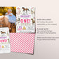 Horse First Birthday Invitation With Photo Editable Template, Cowgirl Horse Equestrian Party Invite, Saddle Up Girl Farm Floral Horses Evite