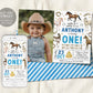 Horse First Birthday Invitation With Photo Editable Template