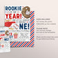 Baseball First Birthday Invitation Editable Template, Boy Rookie Of The Year Invite, Kids Sports Theme Game Day All Stars Evite Printable