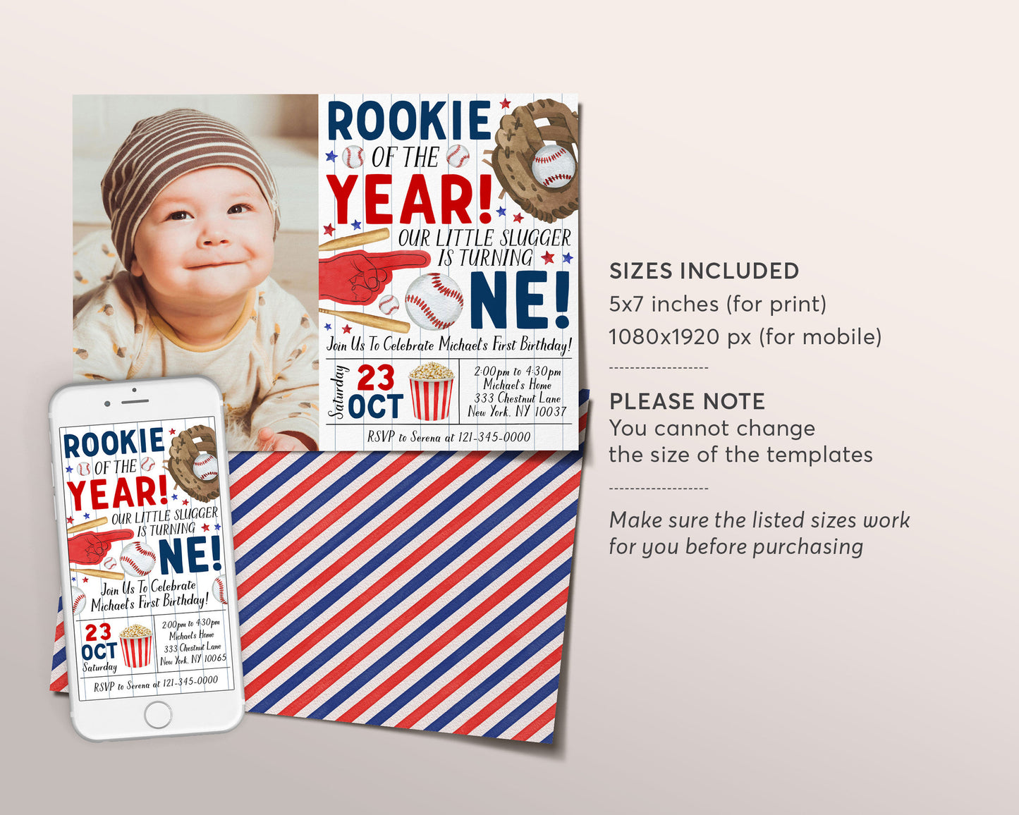 Baseball Birthday Invitation With Photo Editable Template, Boy Swing On Over Invite, Kids Slugger Sports Theme Game Day All Stars Evite