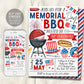 Memorial Day BBQ Invitation Editable Template