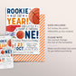 Basketball First Birthday Invitation Editable Template, Rookie Of The Year Party Invite, Kids Sports Theme Evite, It's Game Time Slam Dunk