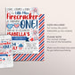 4th of July 1st Birthday Invitation Editable Template, Little Miss Firecracker First Birthday Patriotic Party Invite, Girl Red White Blue