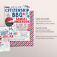 US Citizenship BBQ Party Invitation Editable Template, Naturalization American New Citizenship Celebration Invite, US Theme 4th of July