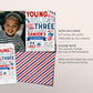 4th of July 3rd Birthday Invitation With Photo Editable Template, Young Wild and Three Third Birthday Patriotic Party BBQ Invite Evite