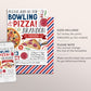 Bowling And Pizza Birthday Invitation Editable Template, Boy Strike Up A Slice Of Fun Party Invite, Kids Bowling Ball Pin Evite Printable