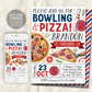 Bowling And Pizza Birthday Invitation Editable Template