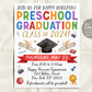 Preschool Graduation Ceremony BUNDLE Editable Template, Pre-K Kindergarten Class Graduation Certificate, Graduation Invitation Invite Evite