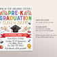 Pre-K Graduation Invitation Flyer Editable Template, PreK Kindergarten Class Graduation Announcement, Graduation Ceremony Invite Evite