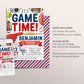 All Star Sports Birthday Invitation Editable Template, Boy It's Game Time Sports Theme Party Invite, Kids Baseball Football Basketball Evite