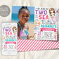 Two The Sea Mermaid Second Birthday Invitation With Photo Editable Template