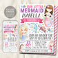 Little Mermaid Party Birthday Invitation Editable Template