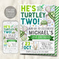 Turtle Second Birthday Invitation Editable Template