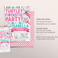 Turtley Fintastic Birthday Invitation Editable Template, Girl Sea Turtle Birthday Party Invite, Under the Sea Animal Pool Party Ocean Evite