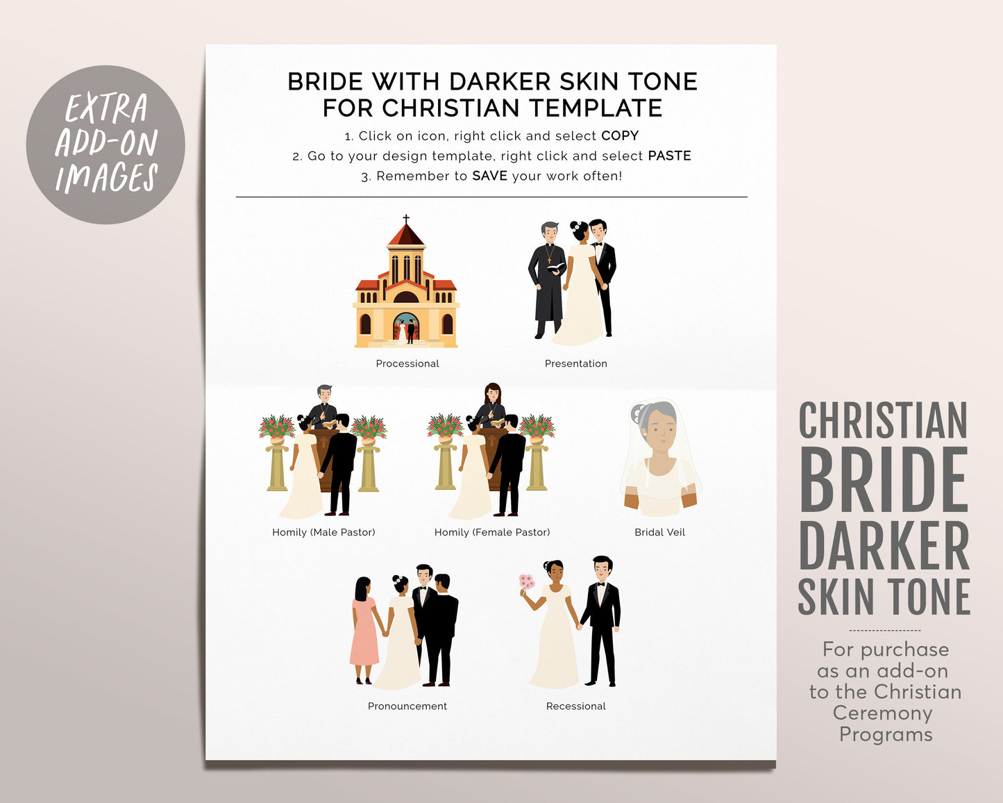 Christian Bride With Darker Skin Tone, Add-On Listing For The Christian Ceremony Program