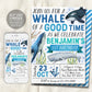 Whale Birthday Invitation Editable Template