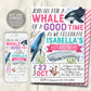 Whale Birthday Invitation Editable Template