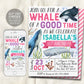 Whale Birthday Invitation Editable Template