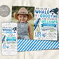 Whale Birthday Invitation With Photo Editable Template