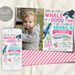 Whale Birthday Invitation With Photo Editable Template