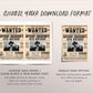 Adult Wanted Poster Invitation With Photo Editable Template, Cowboy Cowgirl Western Outlaw Birthday Party Invite, Wild West Southwestern