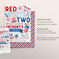 4th of July 2nd Birthday Invitation Editable Template, Red White and Two Second Birthday Patriotic Party Invite Evite, Memorial Day BBQ