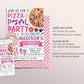 Pizza Pool Party Birthday Invitation Editable Template, Summer Swimming Pool Pizza Party Bash Invite, Girl Tropical End Of School Evite