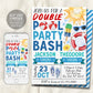 Pool Party Joint Siblings Birthday Invitation Editable Template