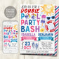 Pool Party Joint Siblings Birthday Invitation Editable Template