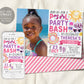 Pool Party Birthday Invitation With Photo Editable Template, Summer Tropical Swimming Pool Party Invite, Girl Splash Pad End Of School Evite